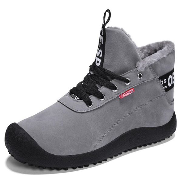 

new men boots non-slip waterproof sneakers plus velvet thickening comfortable light lightweight warm casual men boots, Black