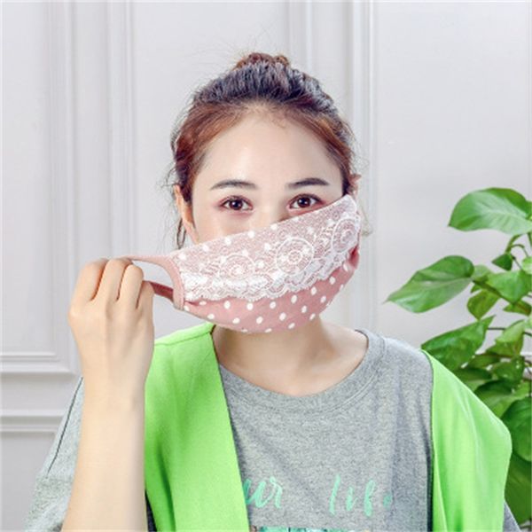 

multi color respirators earloop lace face masks with dot print ventilation mouth masks comfortable mascherine 1 8as h1