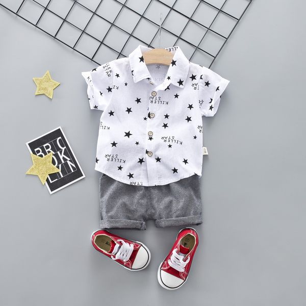 

baby boy white shirt star letter suit clothing short sleeve shirt boys suit for kids clothes2019