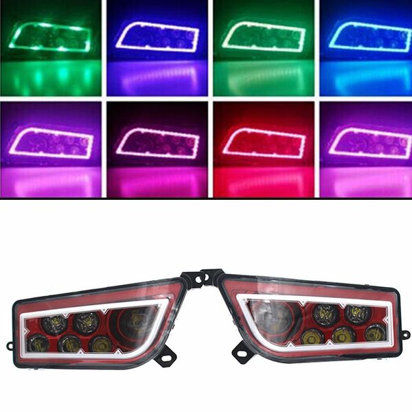 

atv utv polaris rzr led headlights with rgb lights - atv part polaris rzr 1000 xp control rgb led halo headlight
