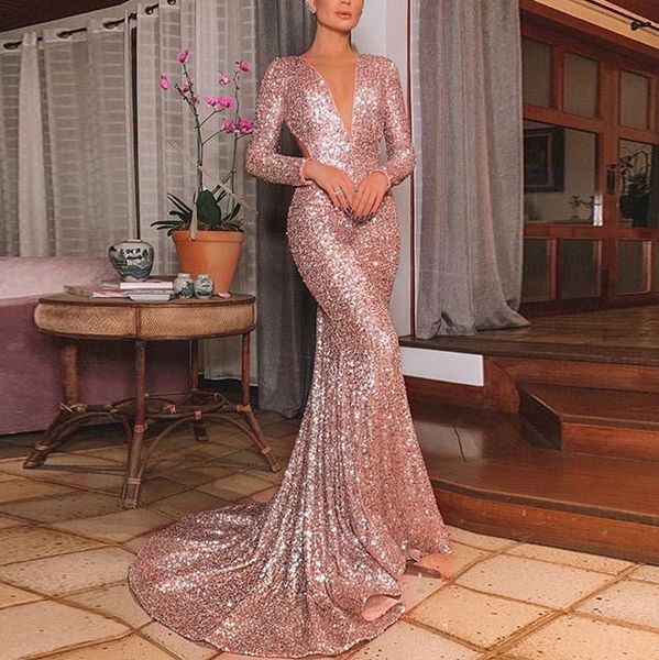 

backless 2020 длинных maxi платье вечер женщины партий розового платье элегантная sexy v шеи дама блестки платье лето vestidos # g30, Black;pink