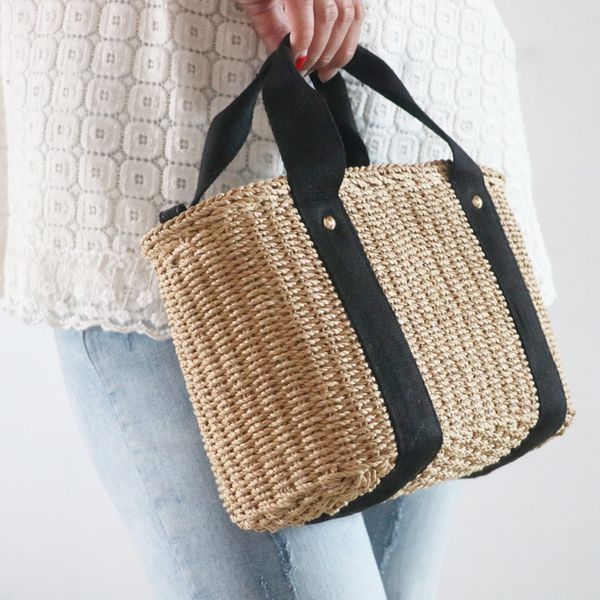 

new hand-held straw woven bag beach shoulder bag woven women's