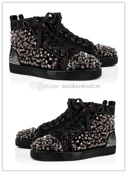 

original box,eu35-46] mix no limit men's casual flat high-louisflat new brand red bottom sneakers shoes,perfect party dress, Black