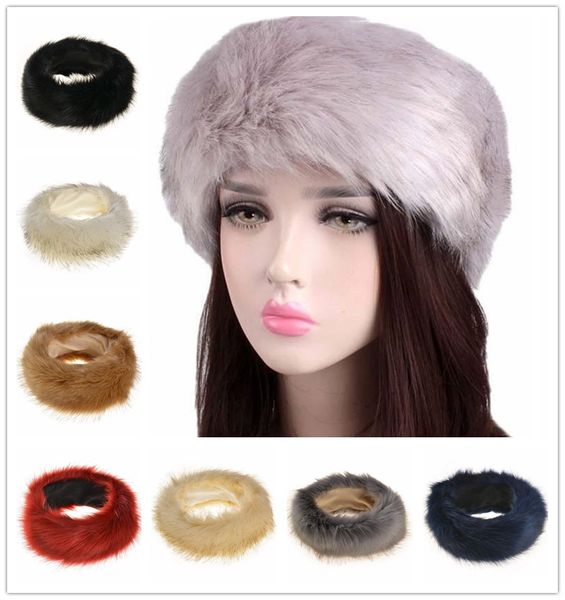 Damen Kunstpelz Stirnband Winter warm Schwarz Weiß Natur Mädchen Ohrenwärmer Ohrenschützer 7 Farben K0768