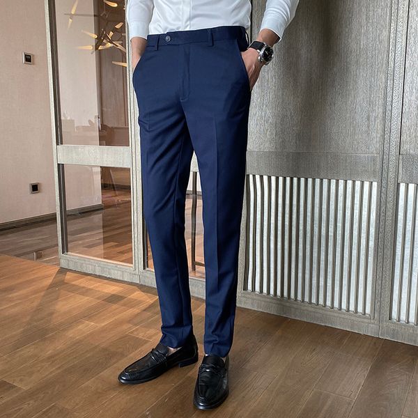

pure color men's suit pants black wine red royal blue gray slim fit men business casual trousers sizes 29 30 31 32 33 34 36 38, White;black