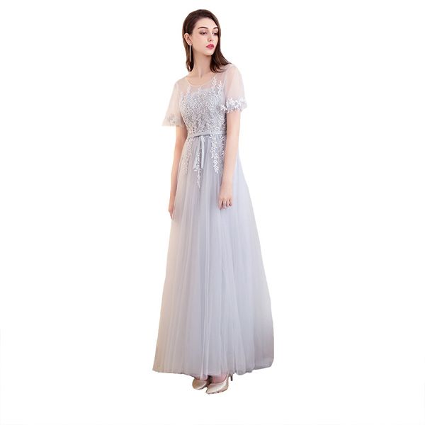 

новое поступление платья выпускного вечера длинное платье vestido де феста a-line аппликации тюль партия кружева стиль платье вечернее плать, Black