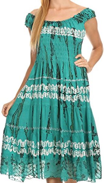 

sakkas delilah gypsy boho peasant batik dress, Black;gray