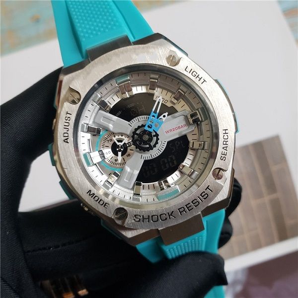 gst-400 dw-5600 sports watch waterproof and shockproof led digital display world time 50mm large dial ing, Slivery;brown