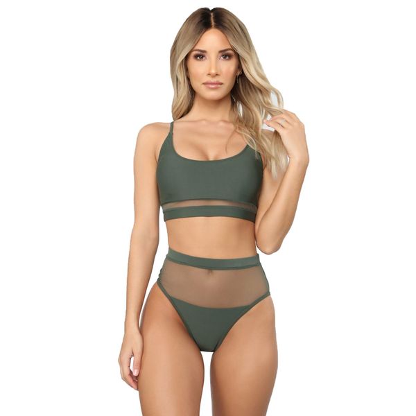 

ins новых бикини крупных hot spring sexy прозрачного mesh группа высокая талия женщины двухсекционный купальник продажа, White;black