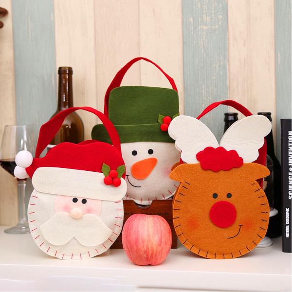 

1pc christmas apple gift bag with snowman santa claus bear deer candy bag cute christmas decoration eve