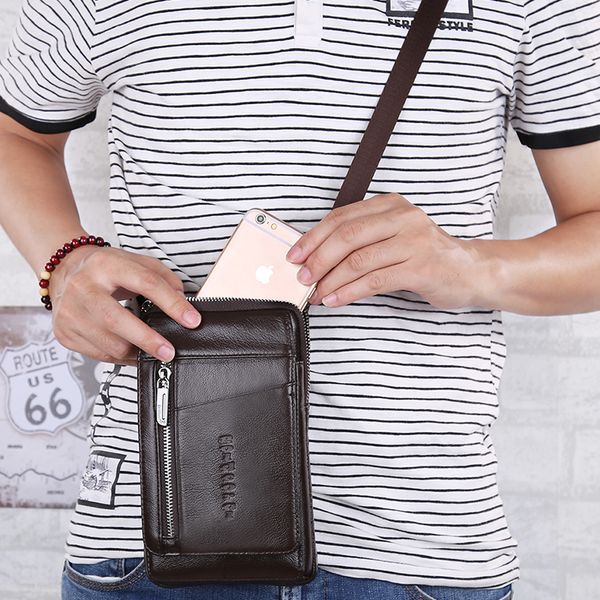 

genuine leather waist belt bags men small fanny pack phone pouch coin purse wallet bag travel shoulder crossbody bags for male