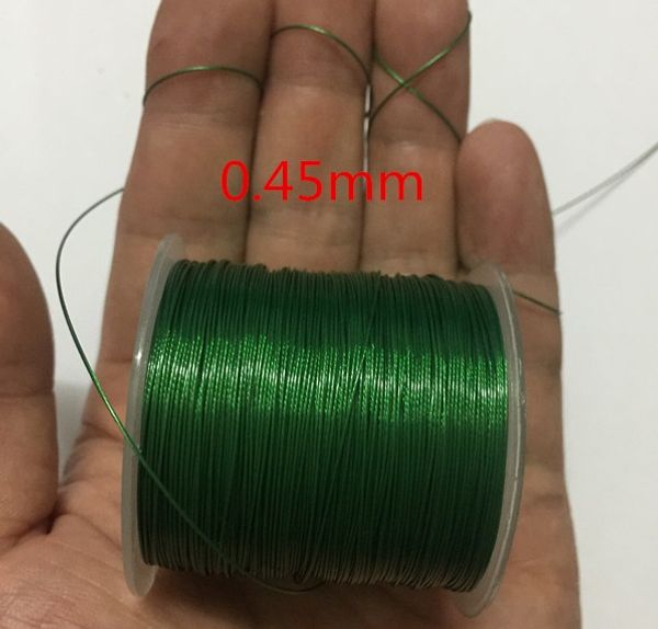 

0.38mm-0.8mm 50-100m,green nylon coated built-in 304 stainless steel wire rope, sea fishing line chain hook line hanging crystal