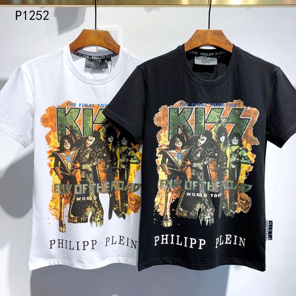 

pp philip plain brand mens designer t shirts firmata uomo fashion luxury designer t shirt summer homme mens skull tshirt tee 1252, White