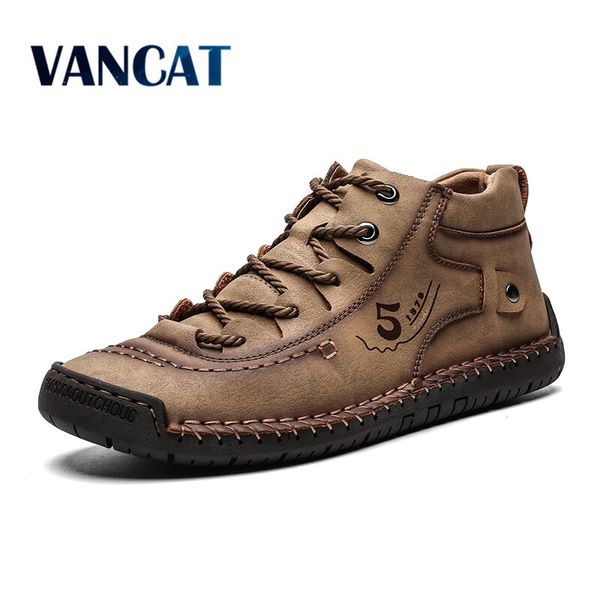 

brand comfortable men ankle boots quality split leather shoes men's snow boots winter shoes warm fur men's big size 39-48, Black