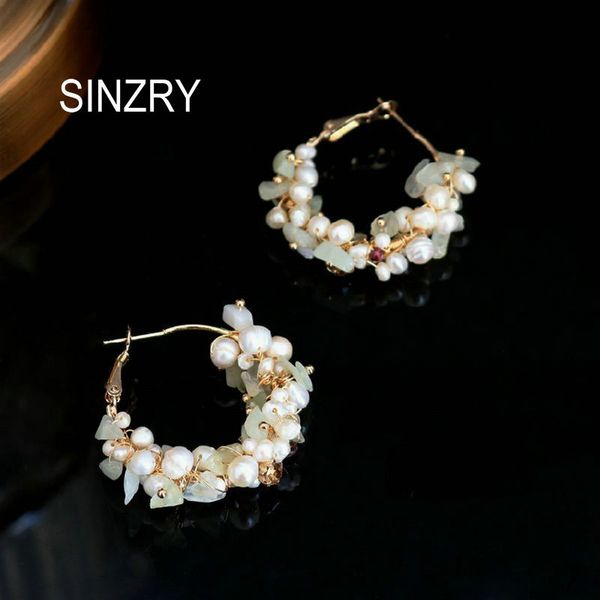 

sinzry unique design natural freshwater pearl handmade creative drop earrings for women party dangle earrings, Silver