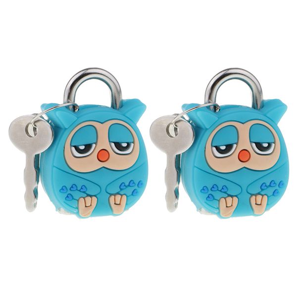 

2 pcs owl creative cartoon mini plastic padlocks metal luggage suitcase backpack handbag