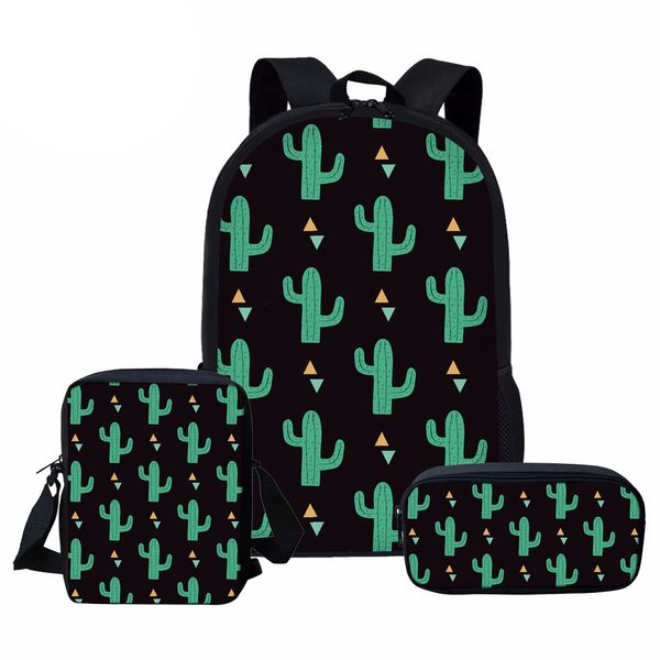 

noisydesigns green cactus pint backpack set for teenager girls cool children kids school bag student book bags schoolbag mochila