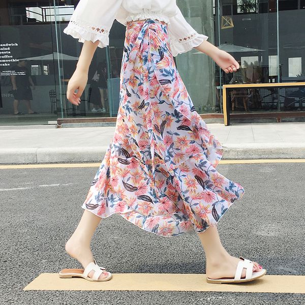 

pleated women skirt print ladies skirts ankle-length skirt, Black