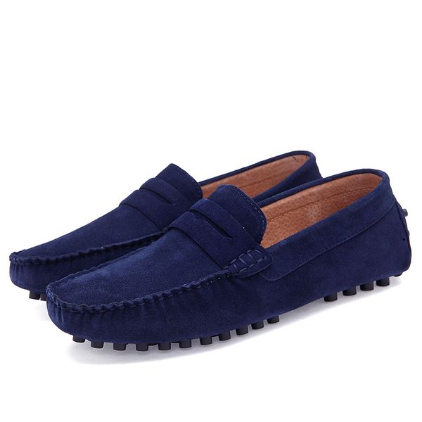 

2019 summer casual shoes men driving shoes loafers suede leather boat breathable male casual loafers plus size 38-46, Black