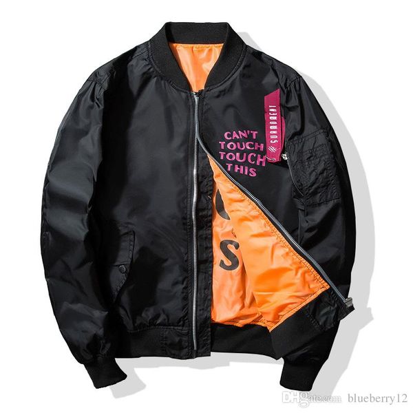 

winter hip hop mens bomber jacket ma1 pilot jacket printed windbreaker jacket and coat brand clothes, Black;brown