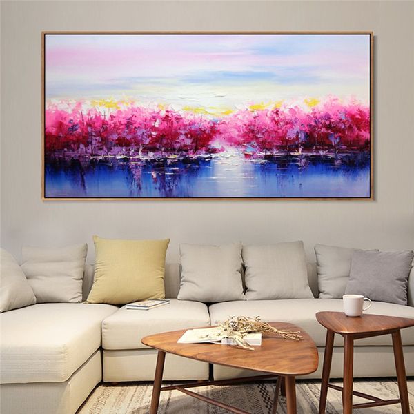 

diy painting by numbers large size abstract modern wall art picture painting for home living room 50x100cm red trees