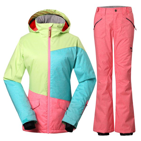 

gsou snow ski suit waterproof breathable winter women ski jacket pants windproof snowboarding suit outdoor sports clothing