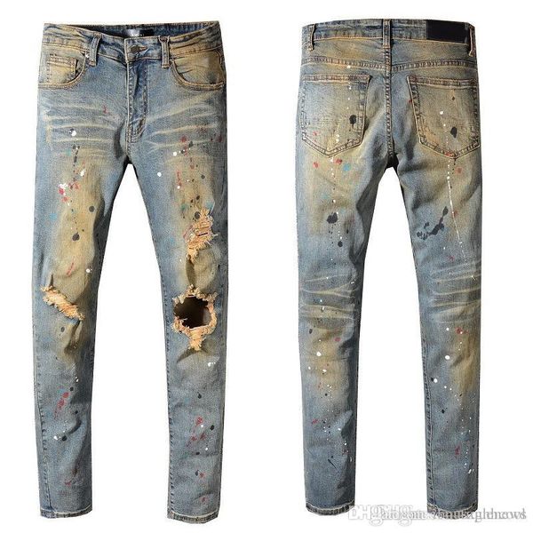 

мужские дизайнерские брюки дизайнер одежды мужские дизайнерские джинсы тонкий деним прямые байкерские узкие джинсы мужские джинсы, Blue