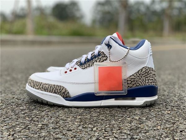 

new 3s low men basketball shoes 3 blue white sports sneakers fashion trainers with box size 8-12