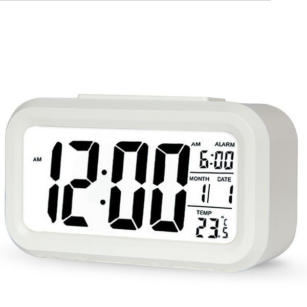 

smart sensor nightlight digital alarm clock with temperature thermometer calendar,silent desk table clock bedside wake up snooze