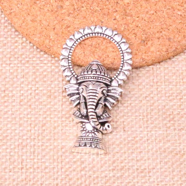15pcs encantos de ganesha elefante buda 50*28mm Antique fazendo ajuste pendente, prata tibetana vintage, joias artesanais de bricolage