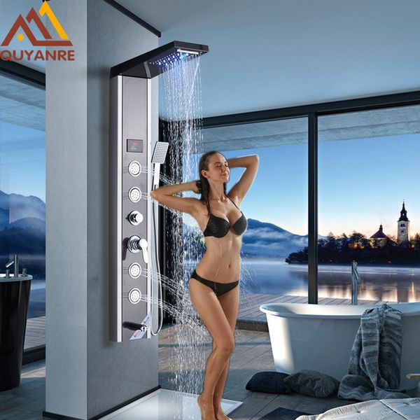 

Shower Faucet LED Rainfall Waterfall Shower Head 3 Model Mist Handshower Massage SPA Jets Single Handle Mixer Tap Faucet