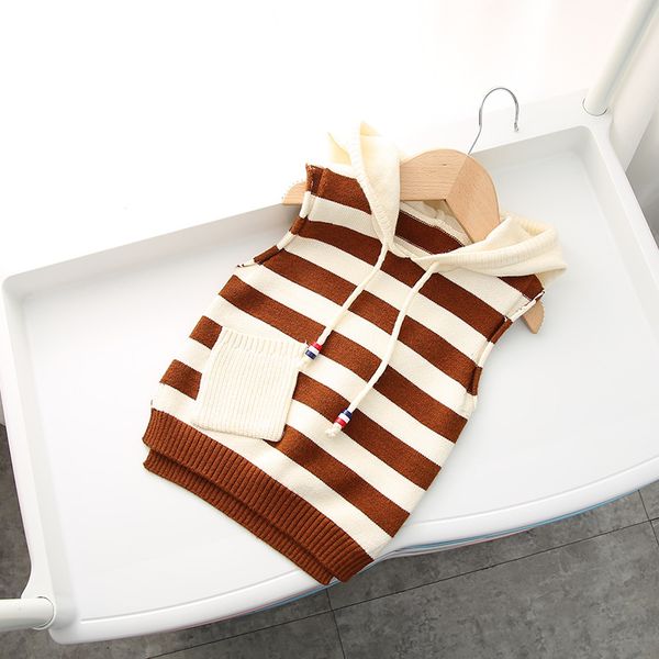 

ba soft childrenswear korean-style children new style 2019 autumn man's sweater girls stripes hooded waistcoat, Blue