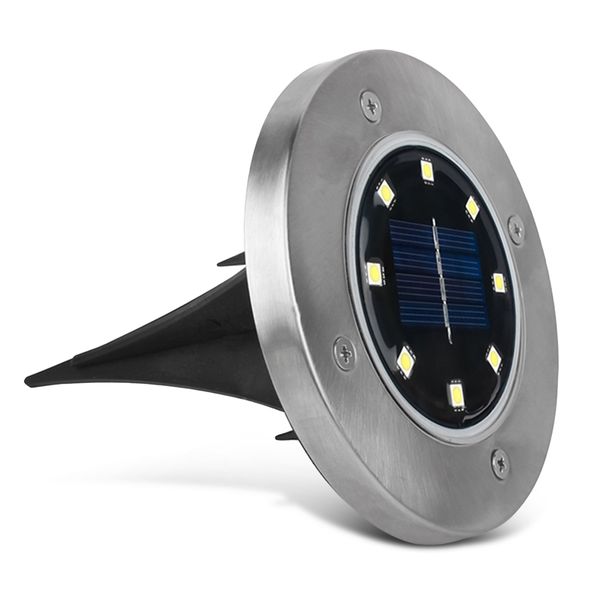 

solar powered ground light 8 leds stainless steel garden lampmade of high-quality stainless steel and abs, more durable