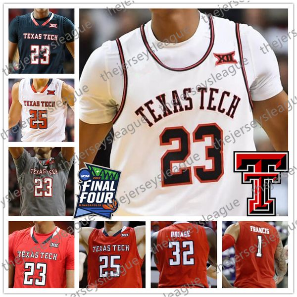 

ttu texas tech 2019 final four black red gray white basketball jerseys #21 khavon moore 24 battie 23 jarrett culver 20 parker hicks