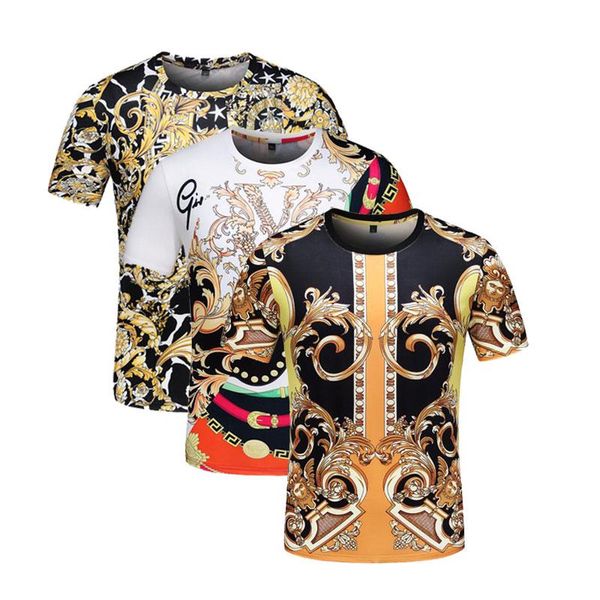 

новая мода street wear vintage barocco homme печать футболки мужчины luxury brand tshirt лето хлопок тис повседневные мужские дизайнеры tshi, Black;brown