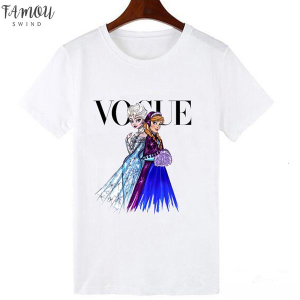 

summer graphic funny polyester brave merida princess vogue harajuku t shirt women korean kawaii streetwear t shirt, White