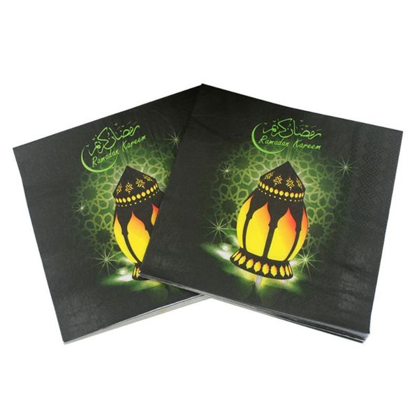 

20pcs/set creative ramadan paper napkin with lamp ramadan paper napkin for islamism muslem tissue party decor
