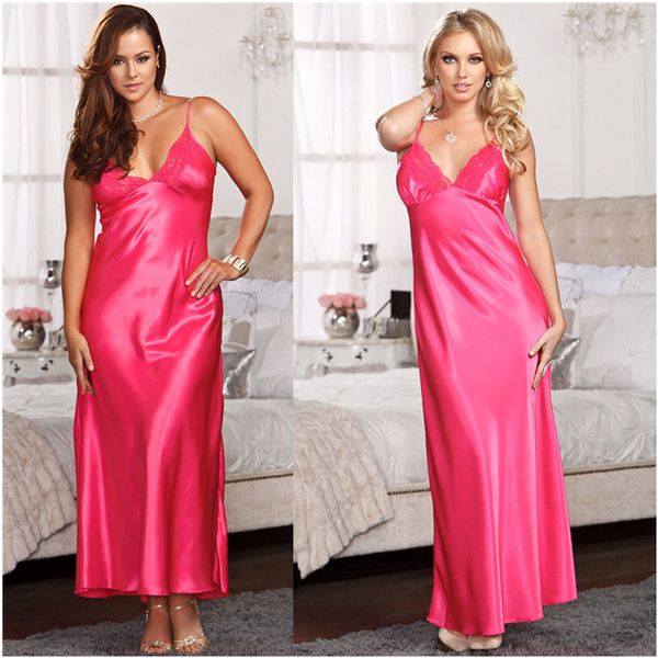 

ladies silk satin nightgown lace sleepshirt with panties sleeveless nighties v-neck nightdress summer sleeping dress women, Black;red