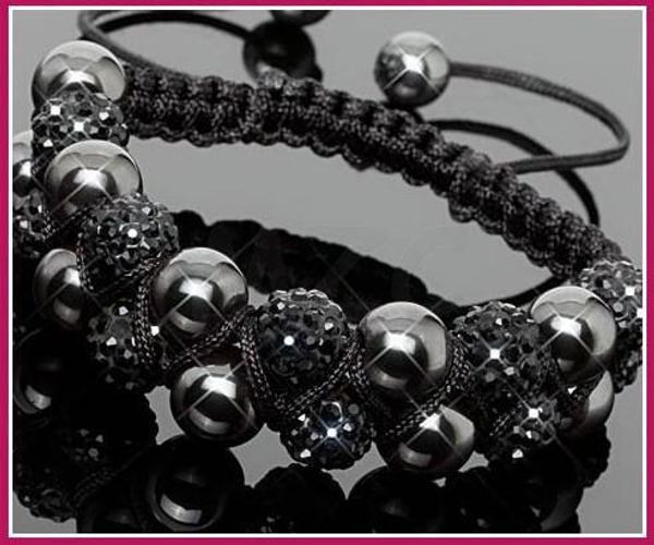

gray bead is resin bead ,not hematite 10mm men bracelet h434, Black