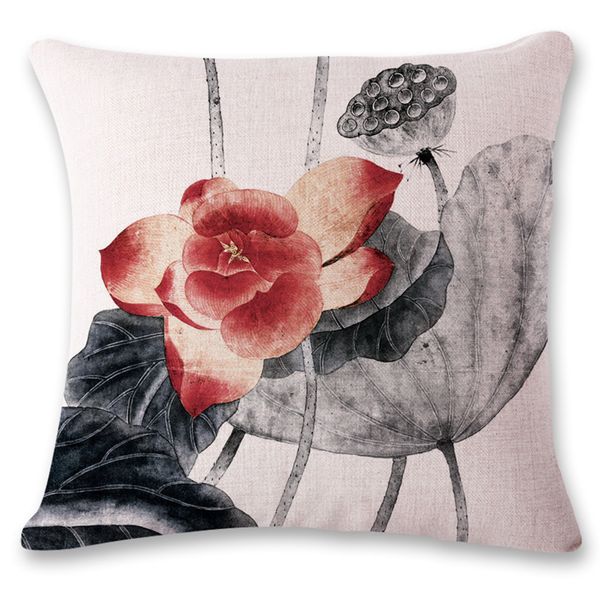 

car square pillow case 45x45cm linen sofa household cushion cover living room home decoration anti static flower pattern bedroom