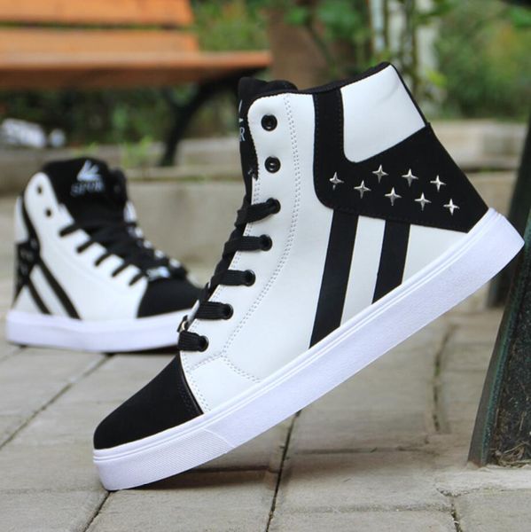 

chaussure homme повседневный скейтбординг обувь высокие кроссовки спортивная обувь дышащая hip hop walking street, Black
