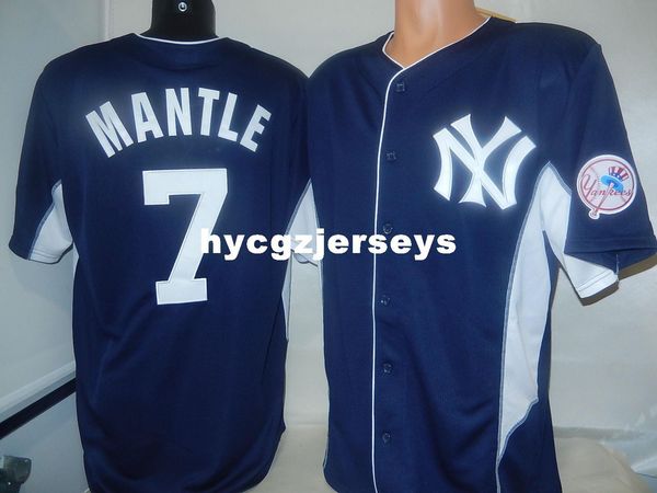 

baseball ny #7 mickey mantle shirt sewn shirt jersey blue mens stitched jerseys big and tall size xs-6xl for sale, Black;blue