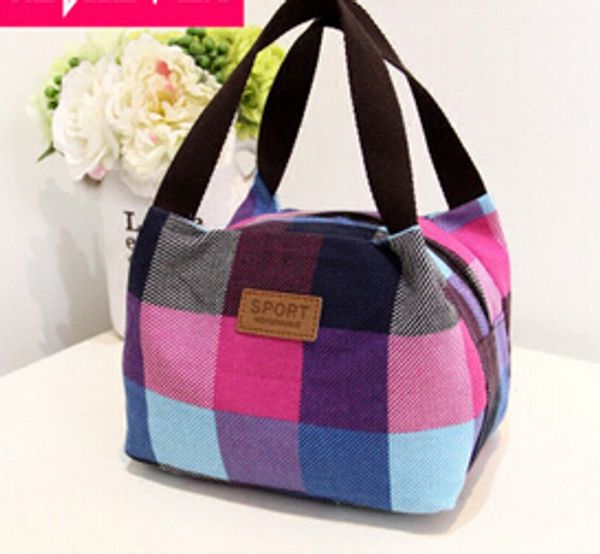 

korean version of the small fresh new portable canvas handbag lunch bag hand bag ladies fashion wild fabric mummy, Blue;pink