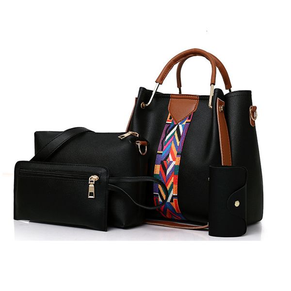 

designer handbags dropshipping 4pcs set purses and handbags pu leather striped shoulder bags women fashion bags female shoulder bag