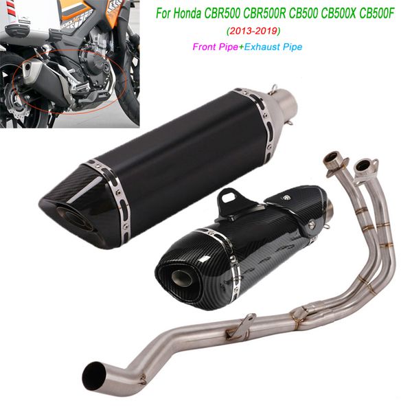 

motorcycle front pipe with exhaust pipe silp on for cbr500 cbr500r cb500 cb500x cb500f 2013 2014 2015 2016 2017 2018 2019