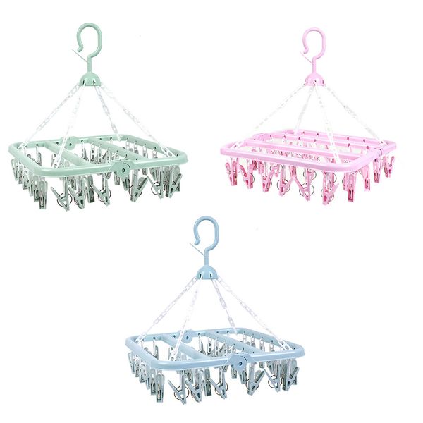 

36 clips folding clothes hanger dryer windproof socks underwear drying rack children