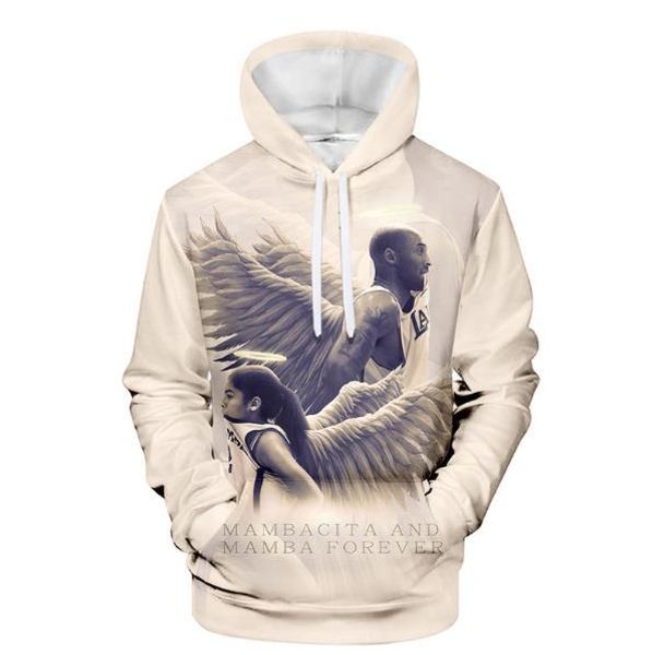 

mamba spirit womens designer hoodies fashion 3d printed celebrite memorial hooded sweatshirts casual mens and womens pullover, Black