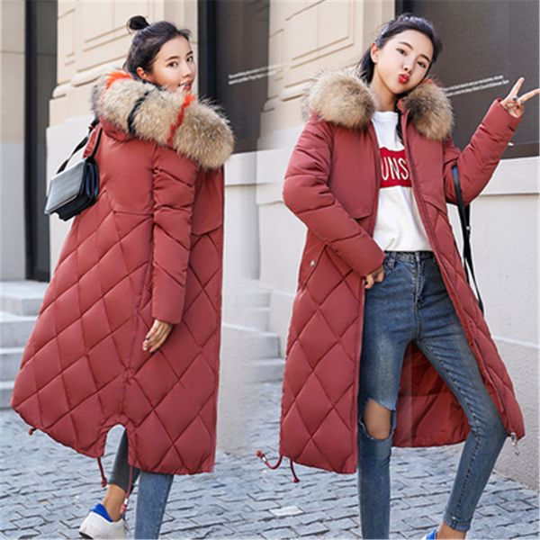 

2018 new women's large size increase thickening down cotton jacket coat solid color to keep warm, Black