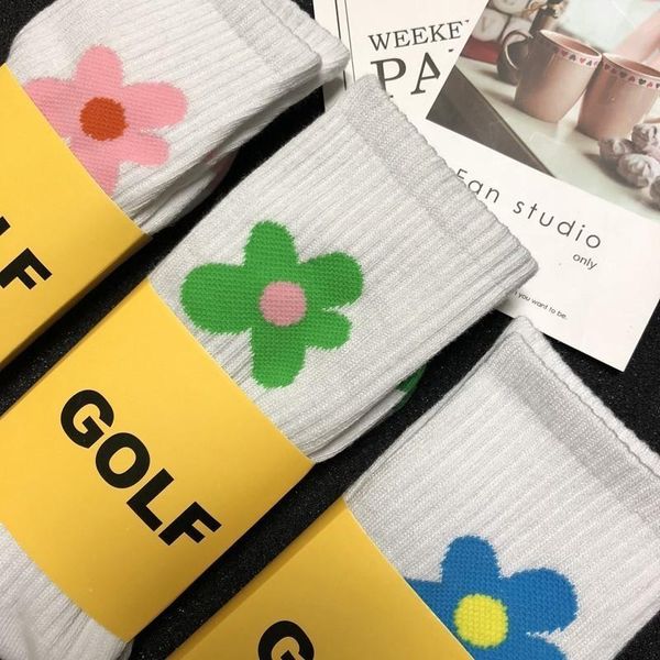 

golf flower cotton socks thicken street fashion sports comfortable beautiful socking autumn winter breathable mid tube socks hfymwz023