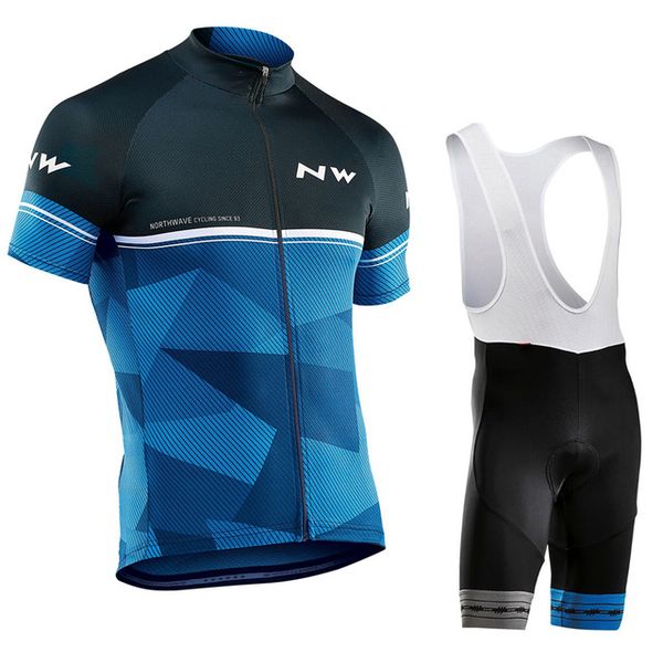 

northwave outdoor men short sleeves bike jersey set clothes bicycle clothing wear kits sportswear bib shorts with 12d padded, Black;blue